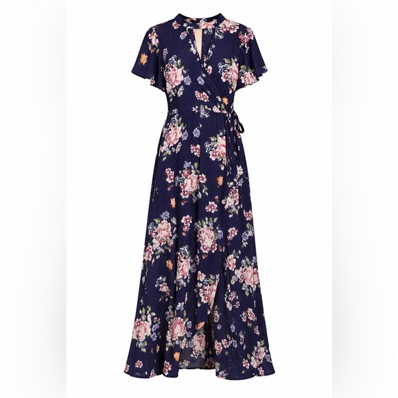 miami Dresses & Skirts - Navy Floral Wrap Maxi Dress – Size Large